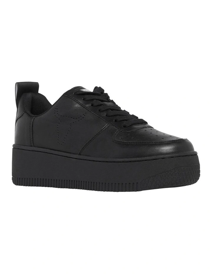 Racerr Leather Flatform Sneaker in Black