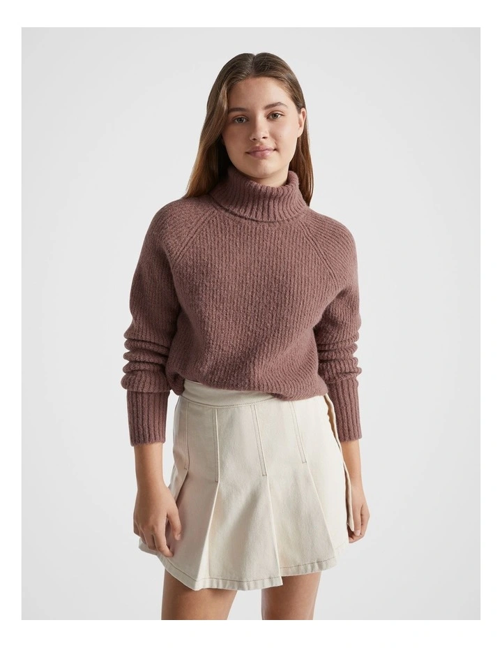 High Neck Crop Knit in Cocoa