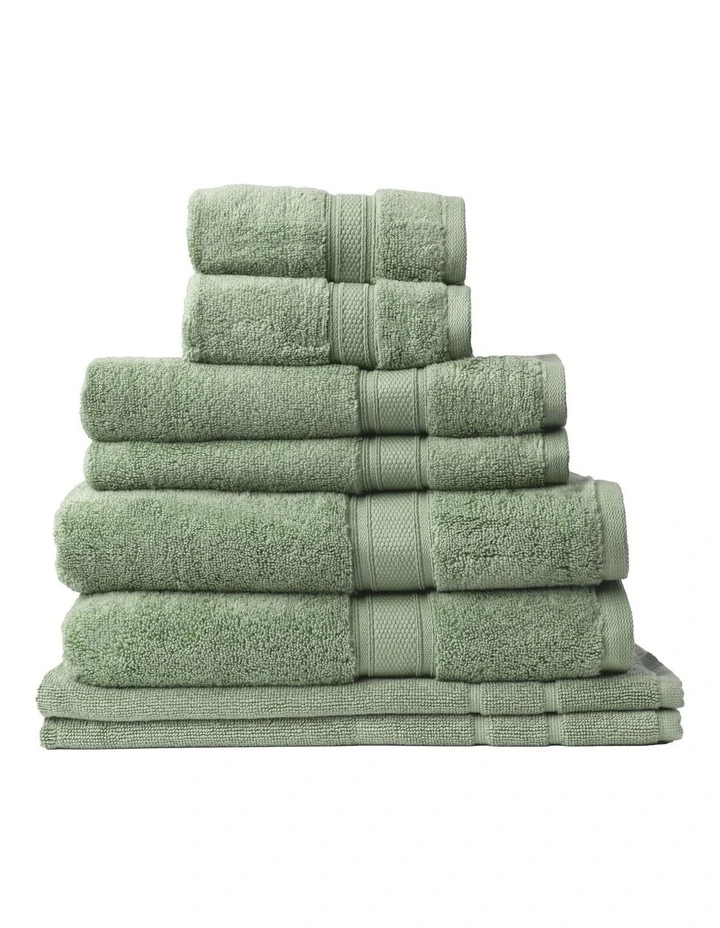 Zero Twist Luxury Plush Towel Set 8 Piece in Sage Green