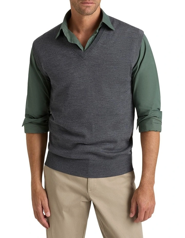 Lawson Merino Vest in Charcoal Melange
