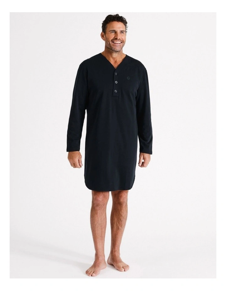 Long Sleeve Knit Niteshirt in Navy