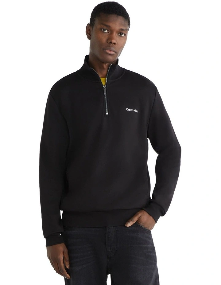 Micro Logo Repreve Q-Zip Sweat Top in Black