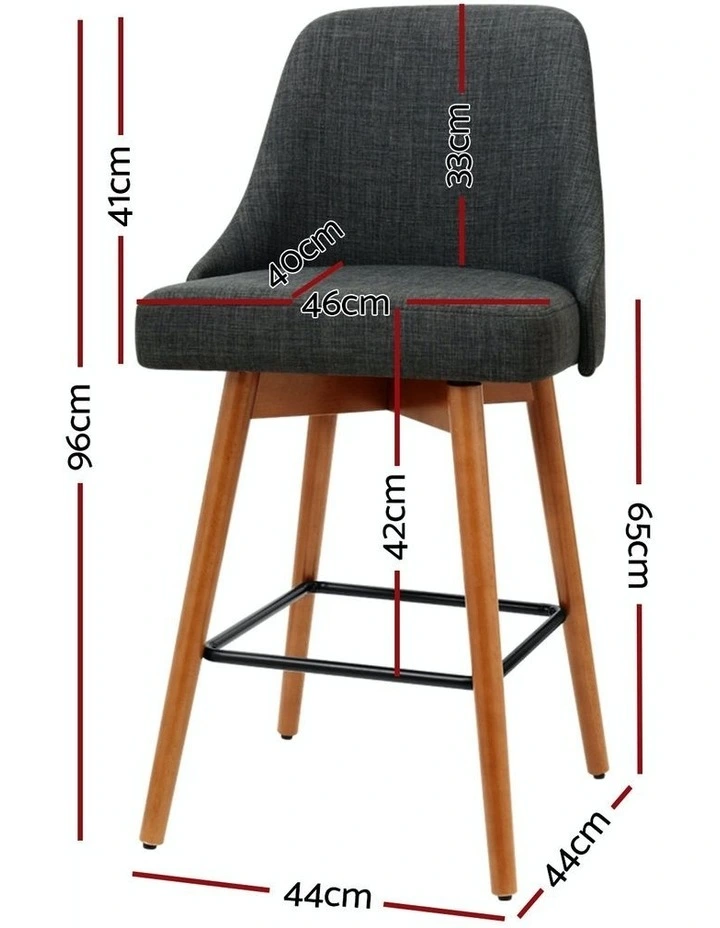Dining Chairs Wooden Swivel Bar Stools x4 in Charcoal