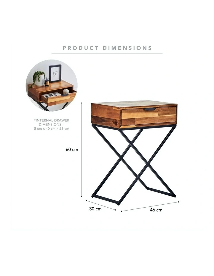 Acacia 1 Drawer Side Table in Natural
