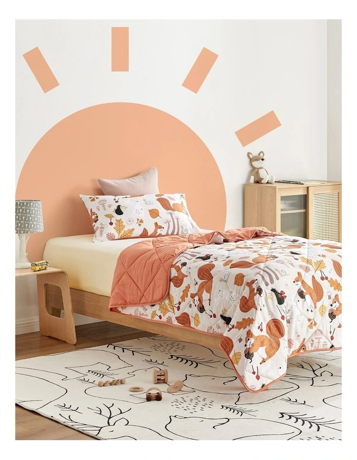 Find a Squirrel Comforter and Pillowcase Set in White