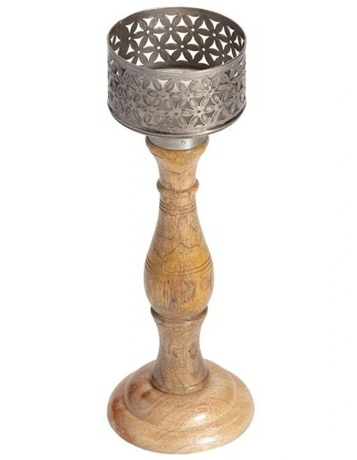 Handcrafted Bloom Pillar Candleholder 35cm in Multi