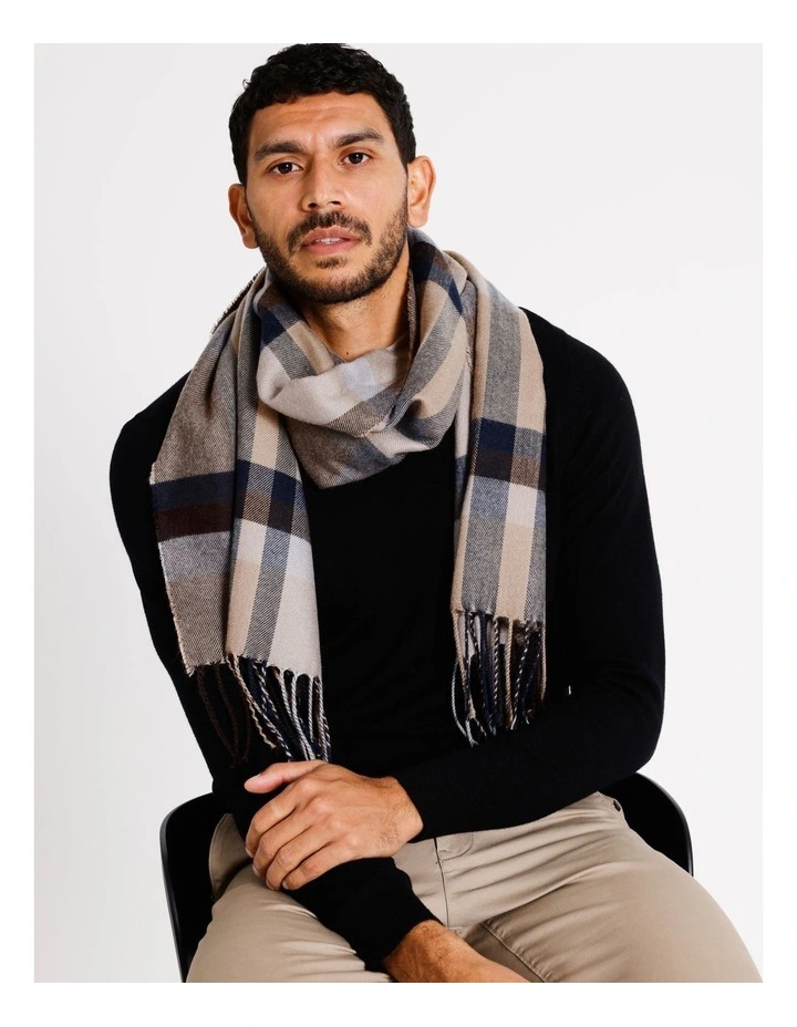 Woven Check Scarf in Grey