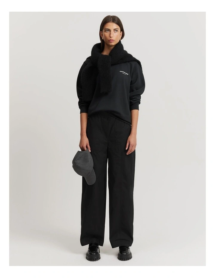 Australian Cotton Relaxed Fit Sweat Top in Black