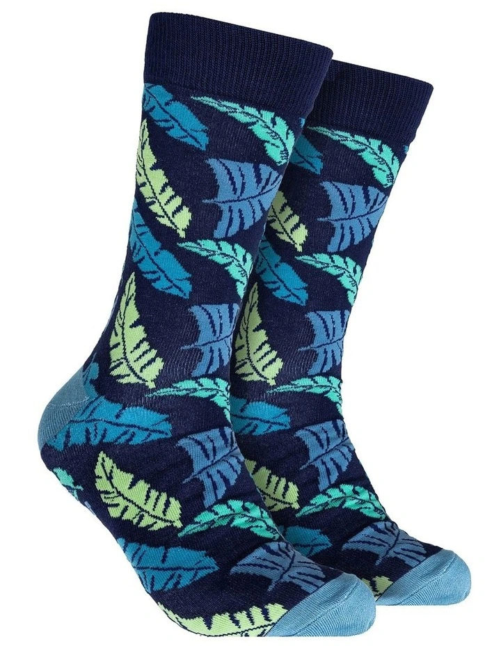 Bamboo Leaf Socks in Navy