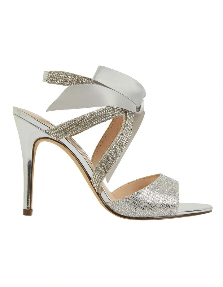 Claudia Silver Glitter Satin Sandals