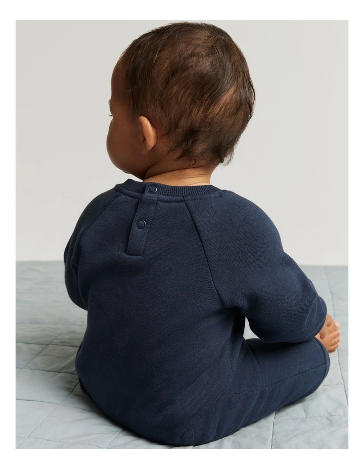 Gots-certified Organic Oversized Logo Jumpsuit in Navy