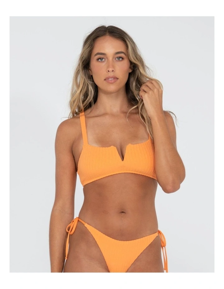 Lucky V-Neck Bralette Bikini Top in Orange