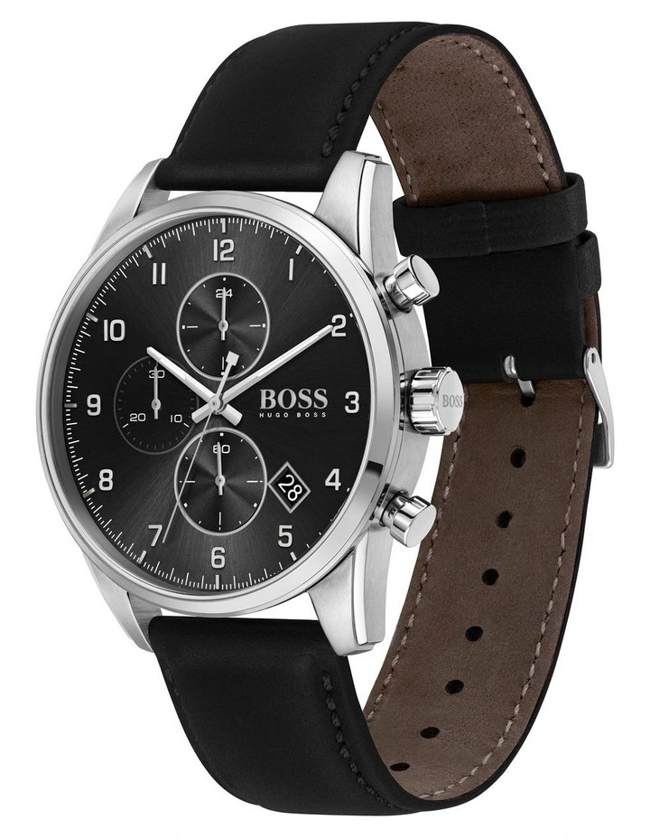 Skymaster 44mm Black Leather Watch 1513782