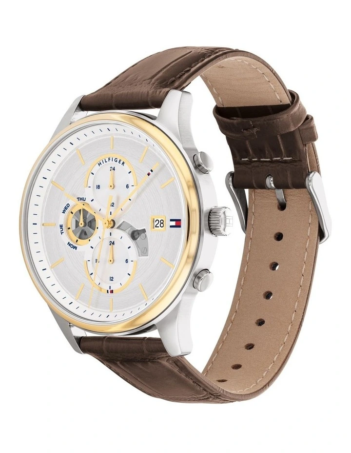 Weston Two Tone Stainless Steel Watch in Brown