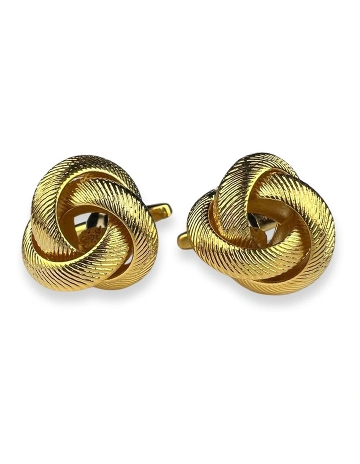 Ribbed Knot Cufflink in Gold