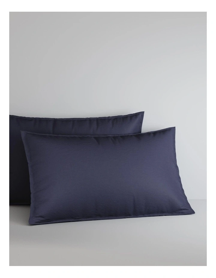 Bayley Washed Percale Pillowcase Pair in Deep Sea