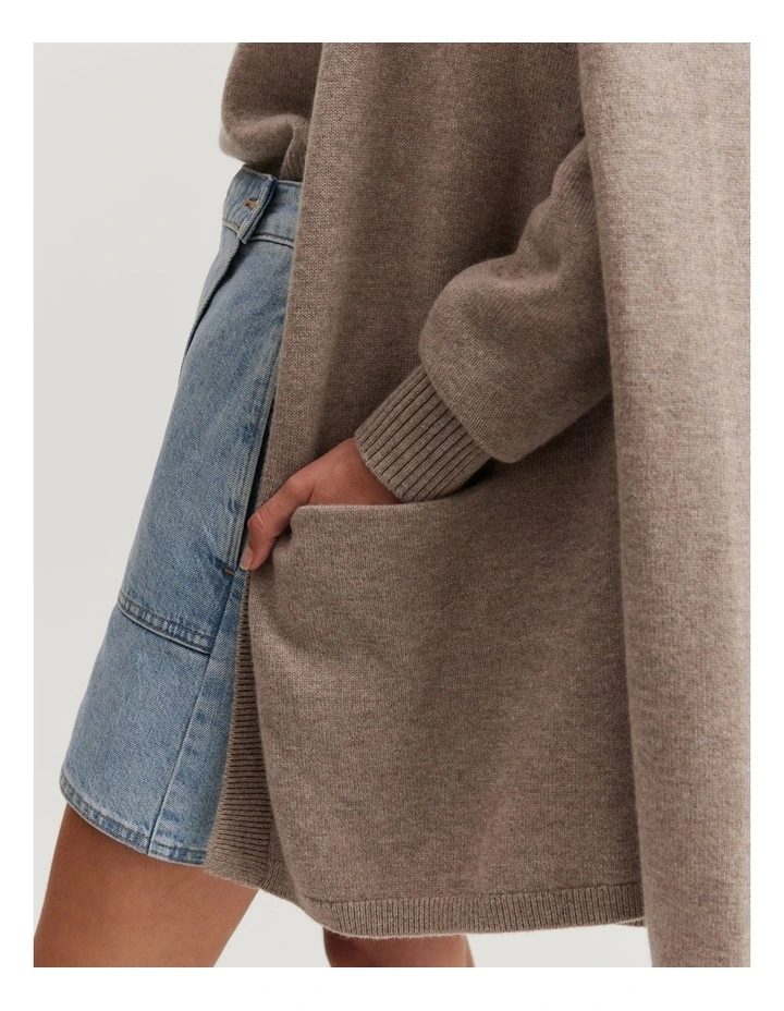 Organically Grown Cotton Blend Pocket Cape Jacket in Fawn Marle