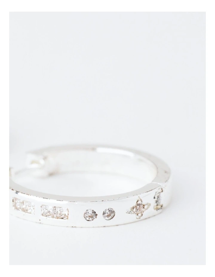 Cubic Zirconia Stones Hoop Earring in Silver