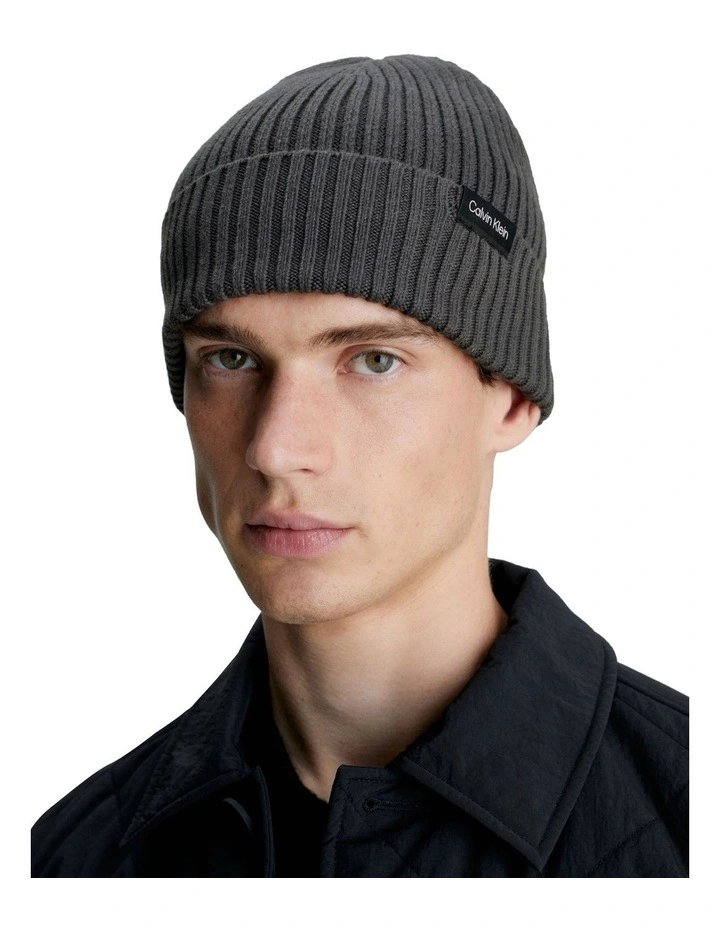 Classic Cotton Rib Beanie in Grey