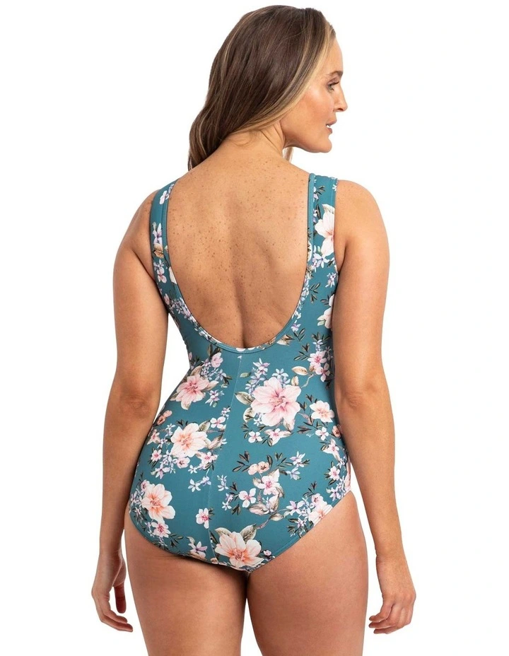 Bridgerton Mesh Frill Cross Front One Piece in Jewel