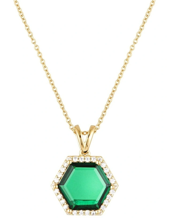 Birmingham Pendant Necklace in Green/Gold