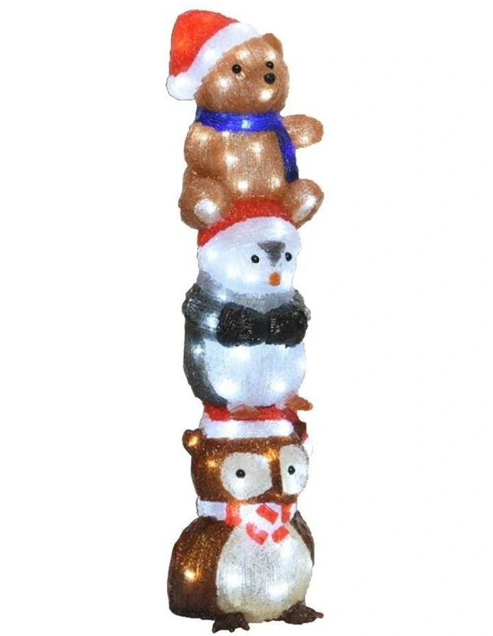 Acrylic Owl Penguin And Bear Stacked H63cm