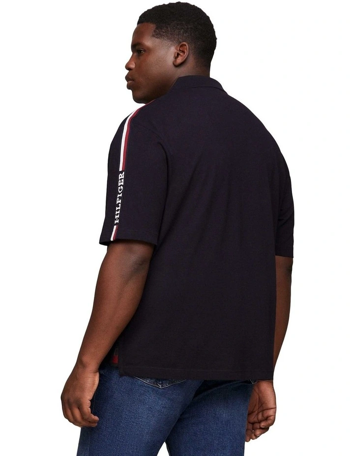 Big and Tall Global Stripe Monotype Polo Shirt in Navy