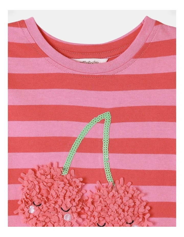 Sequin Cherry Top (3-8 Years) in Pink