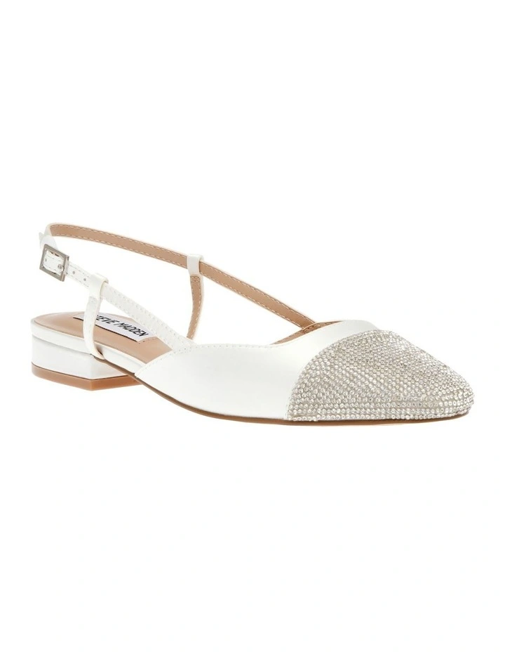 Belinds-R Rhinestone Slingback in Ivory Satin