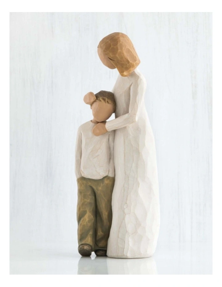 Mother & Son Sculpted Figures in White