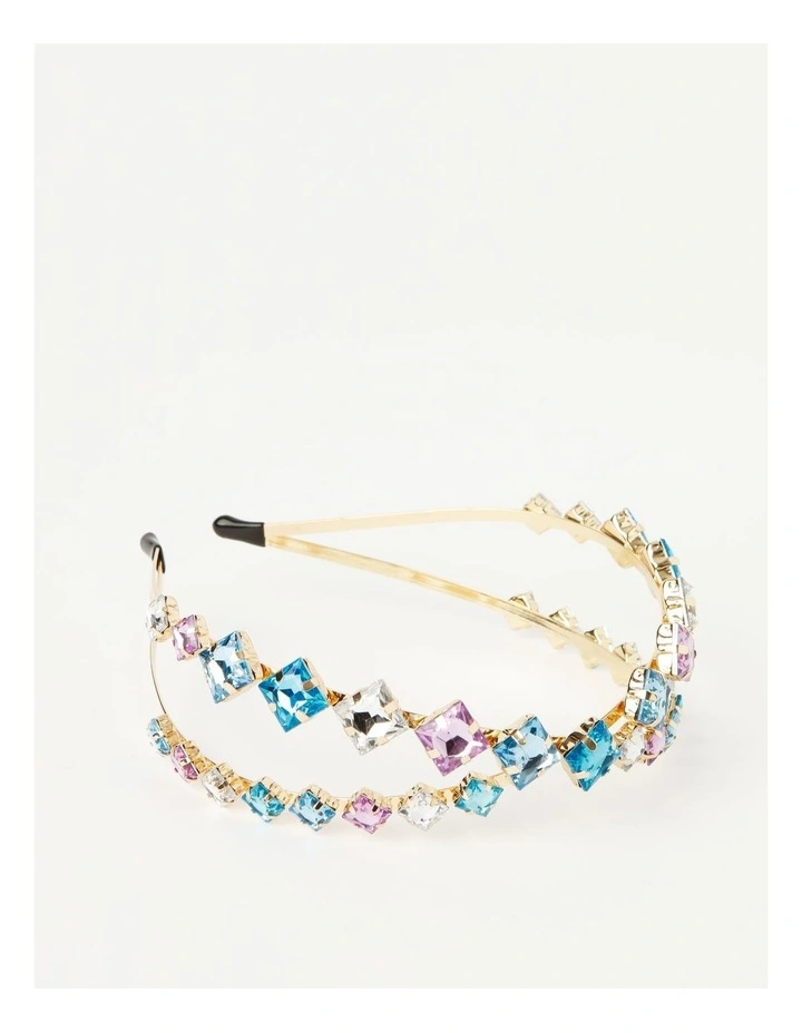 Diamante Crossover Headband in Blue