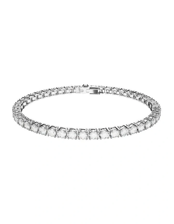 Matrix Tennis Bracelet Round Cut Small Rhodium Plated in White