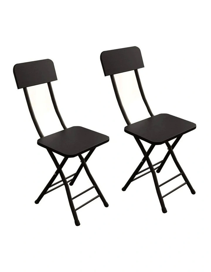 Space Saving Lightweight Foldable Chair Set of 2 in Black
