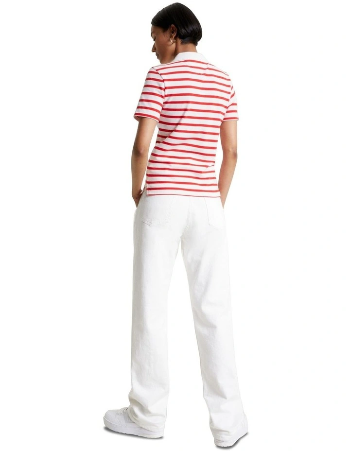 1985 Collection Stripe Slim Fit Polo in White