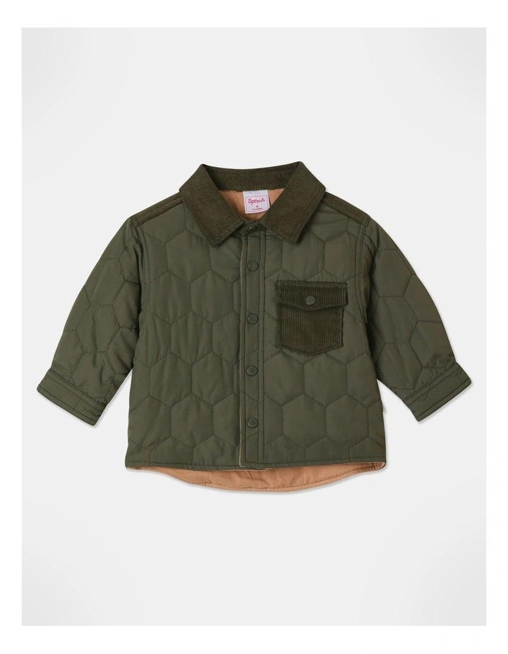 Quilted Puffer With Sherpa Lining in Light Khaki