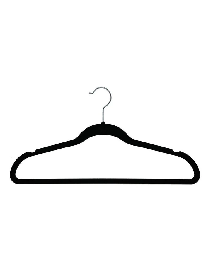 10PK Velvet Hanger/Wardrobe/Storage Organiser for Clothes/Shirt Black