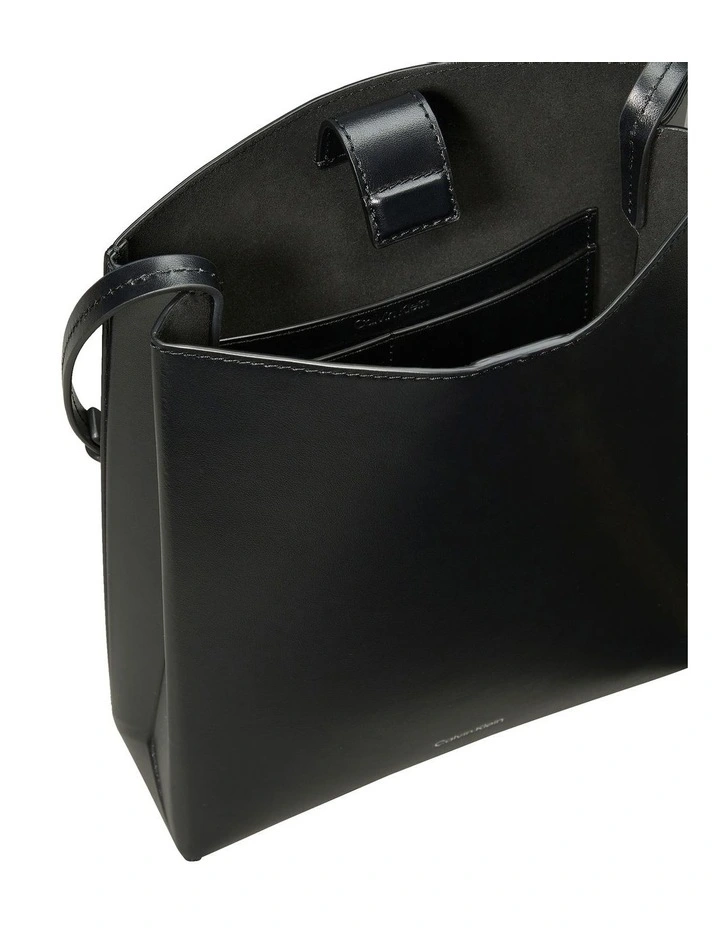 Line Leather Crossbody Bag in Black