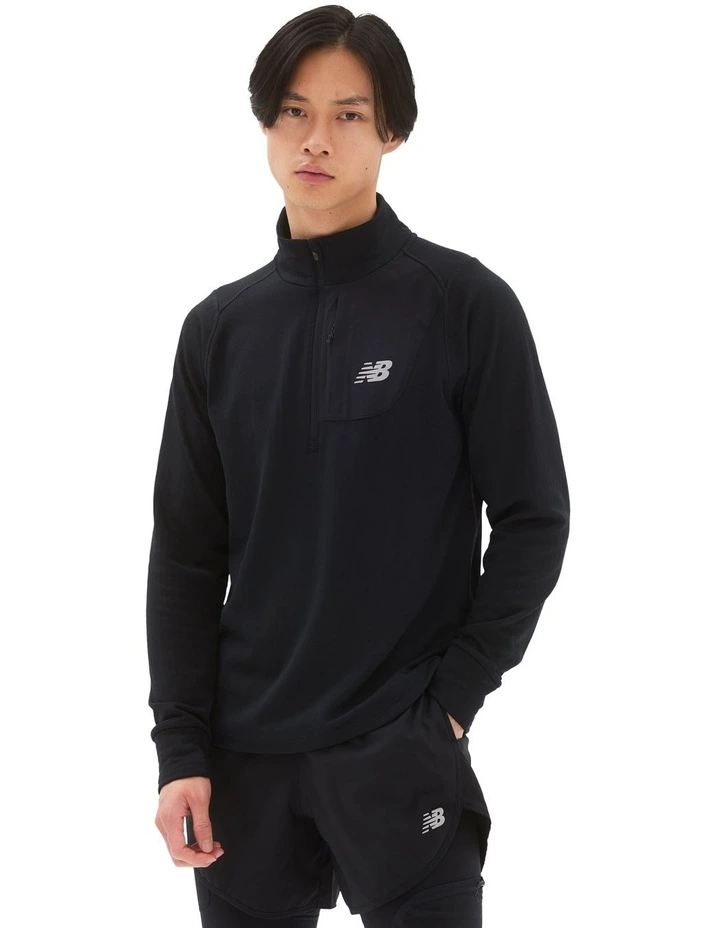 Heat Grid Half Zip Sweater in Black
