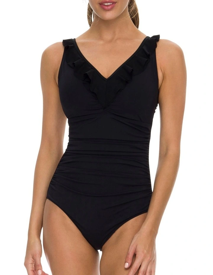 Cosmopolitan Ruch Mesh Frill DD/E Cup One Piece Swimsuit Black