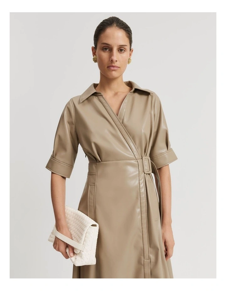 Wrap Shirt Dress in Fawn