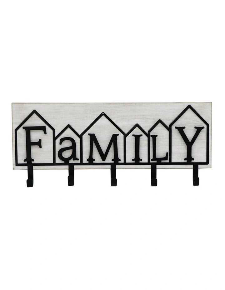 Family 5 Hook Coat Hanger in White/Black