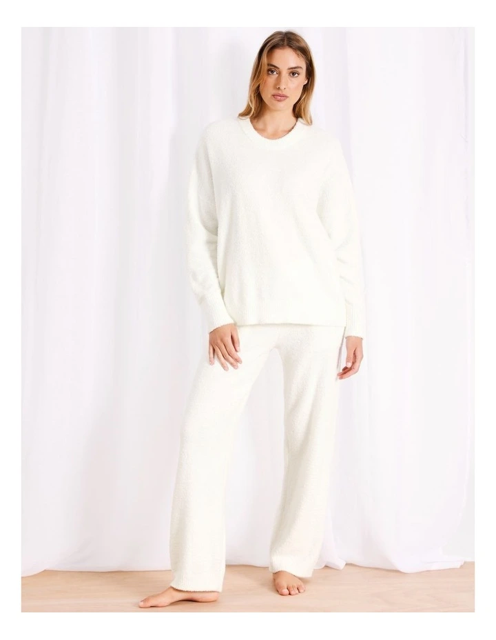 Boucle Crew Long Sleeve Top in Ivory