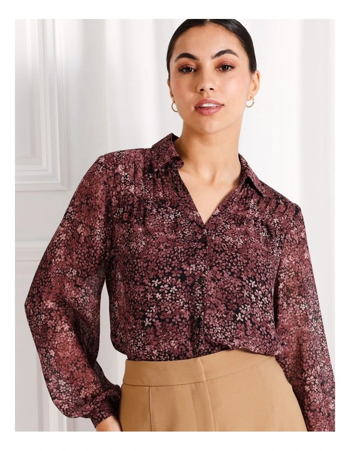 Tuck Detail Shirt in Wine