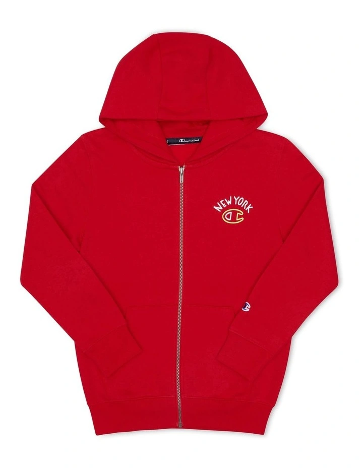 Junior Graphic Zip Hoodie in Red