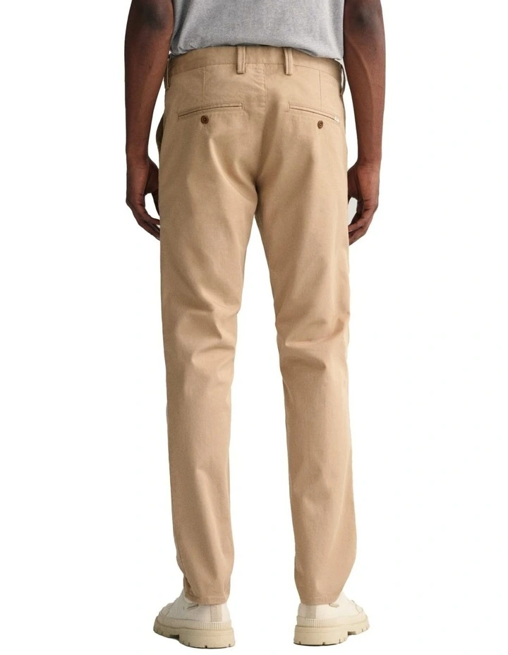 Slim Fit Twill Chinos in Dark Khaki