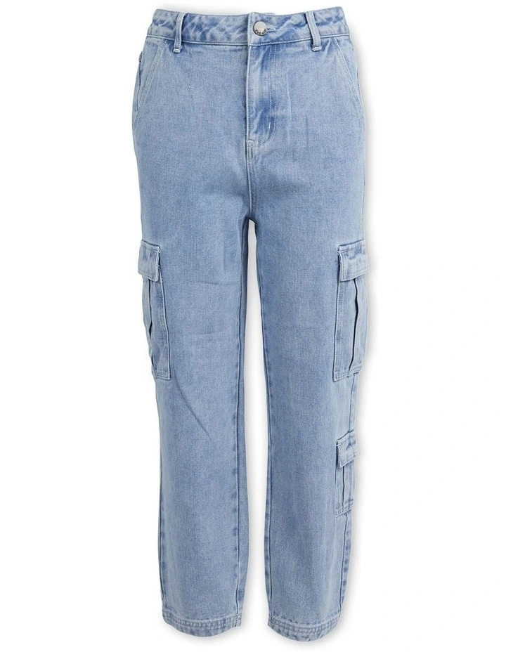 Avery Cargo Jean (3-7 Years) in Denim