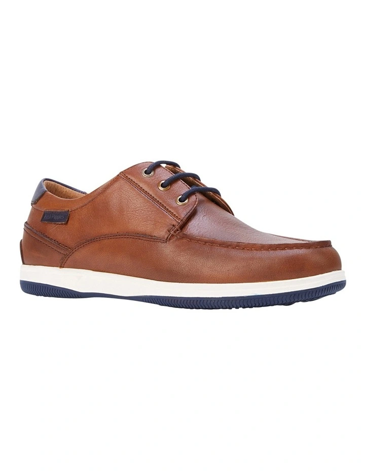 Dusty Dark Tan Leather Lace Up Boat Shoe