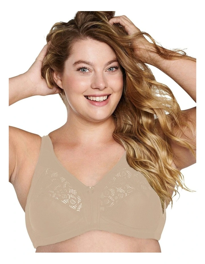 Plus Size Wirefree Bra With Padded Straps in Light Beige
