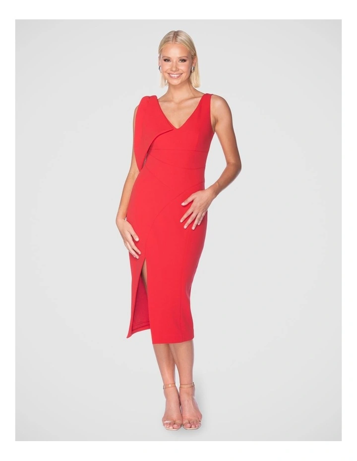 Chasity Midi Dress in Red