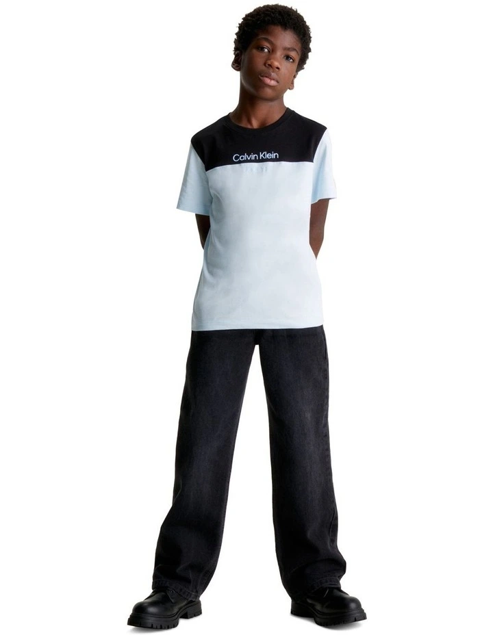 Jersey Color Block Short Sleeve T-shirt in Keepsake Blue